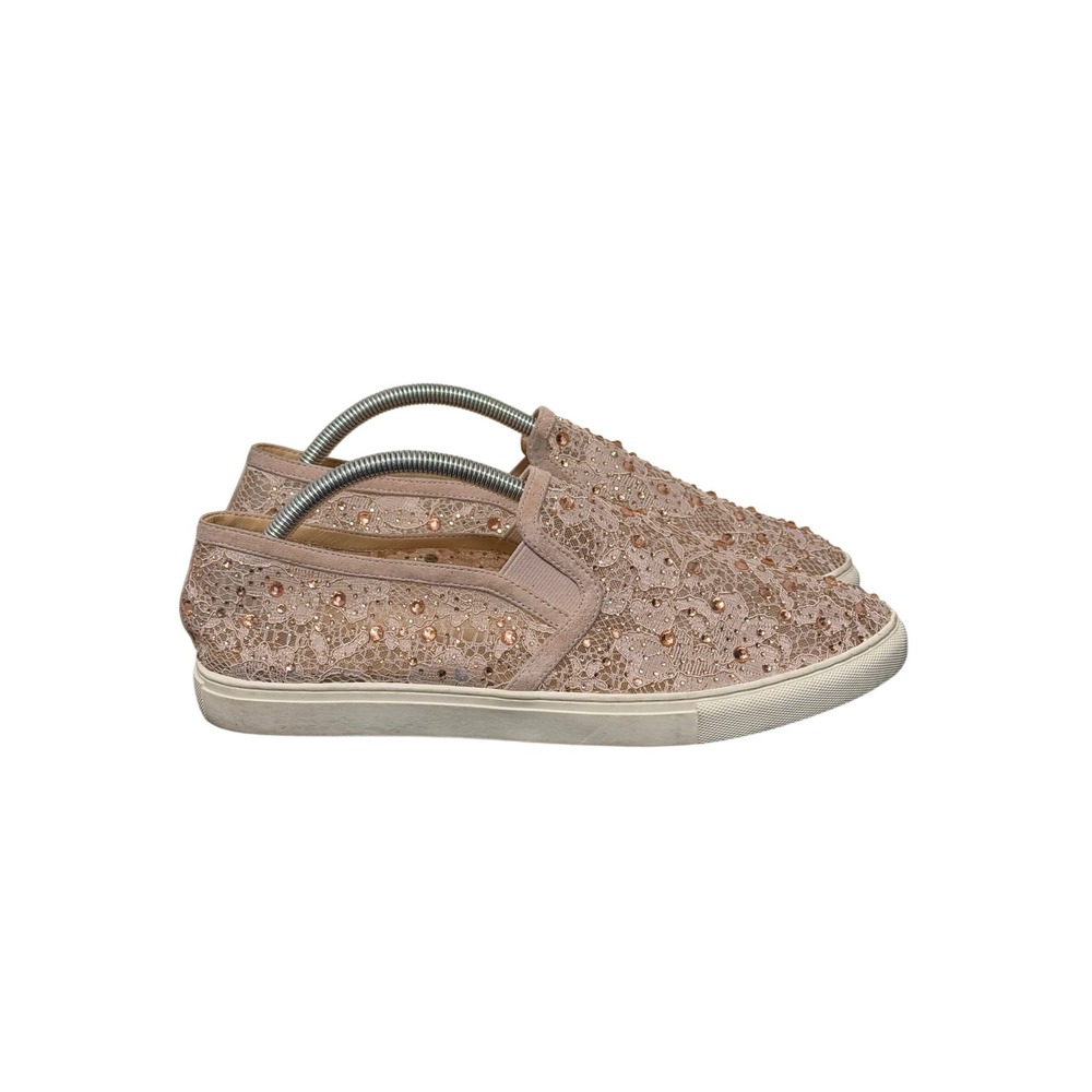 Antonio‎ Melani Slip On Sneakers Womens 11M Pink Lace Rhinestone Embellished Low